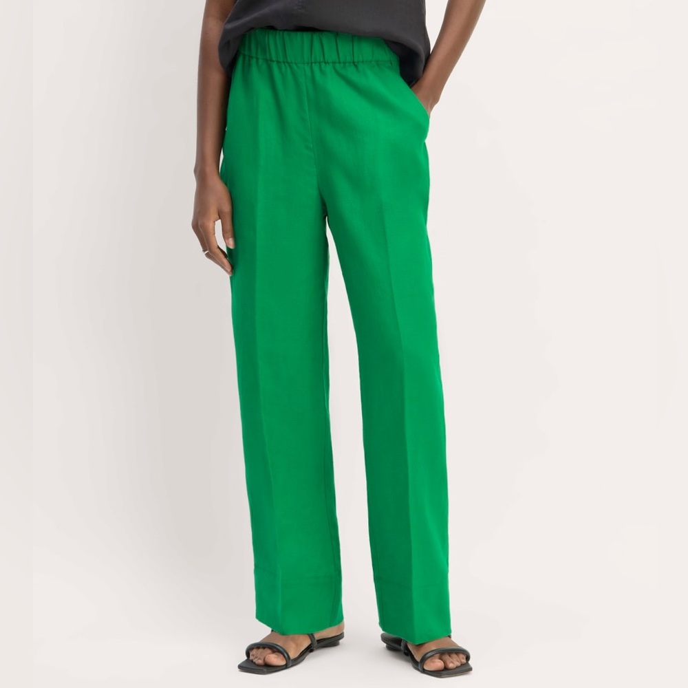 Everlane Linen Easy Pant in Grass Green, Size M